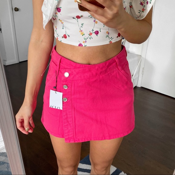 π ZARA HOT PINK DENIM COTTON SKORT! - Picture 4 of 12